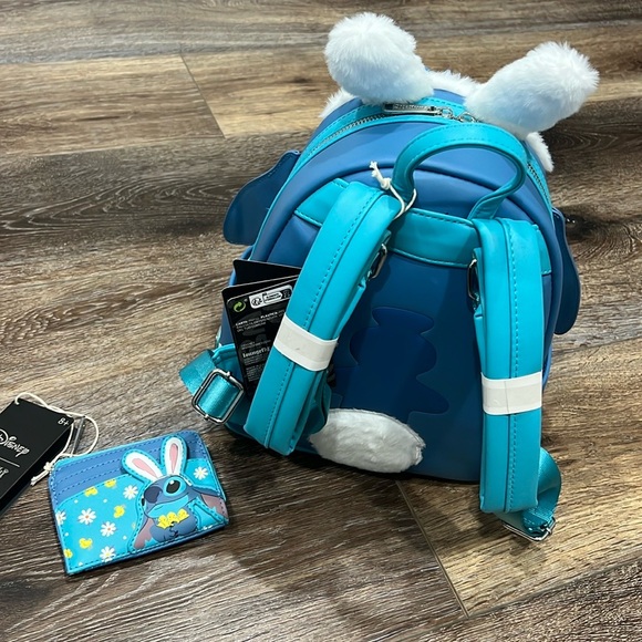 NWT Loungefly Disney “Easter” Lilo & Stitch Bunny Ears Mini Backpack Wallet Set🐣 - Picture 2 of 16